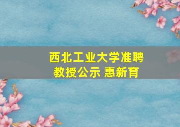 西北工业大学准聘教授公示 惠新育